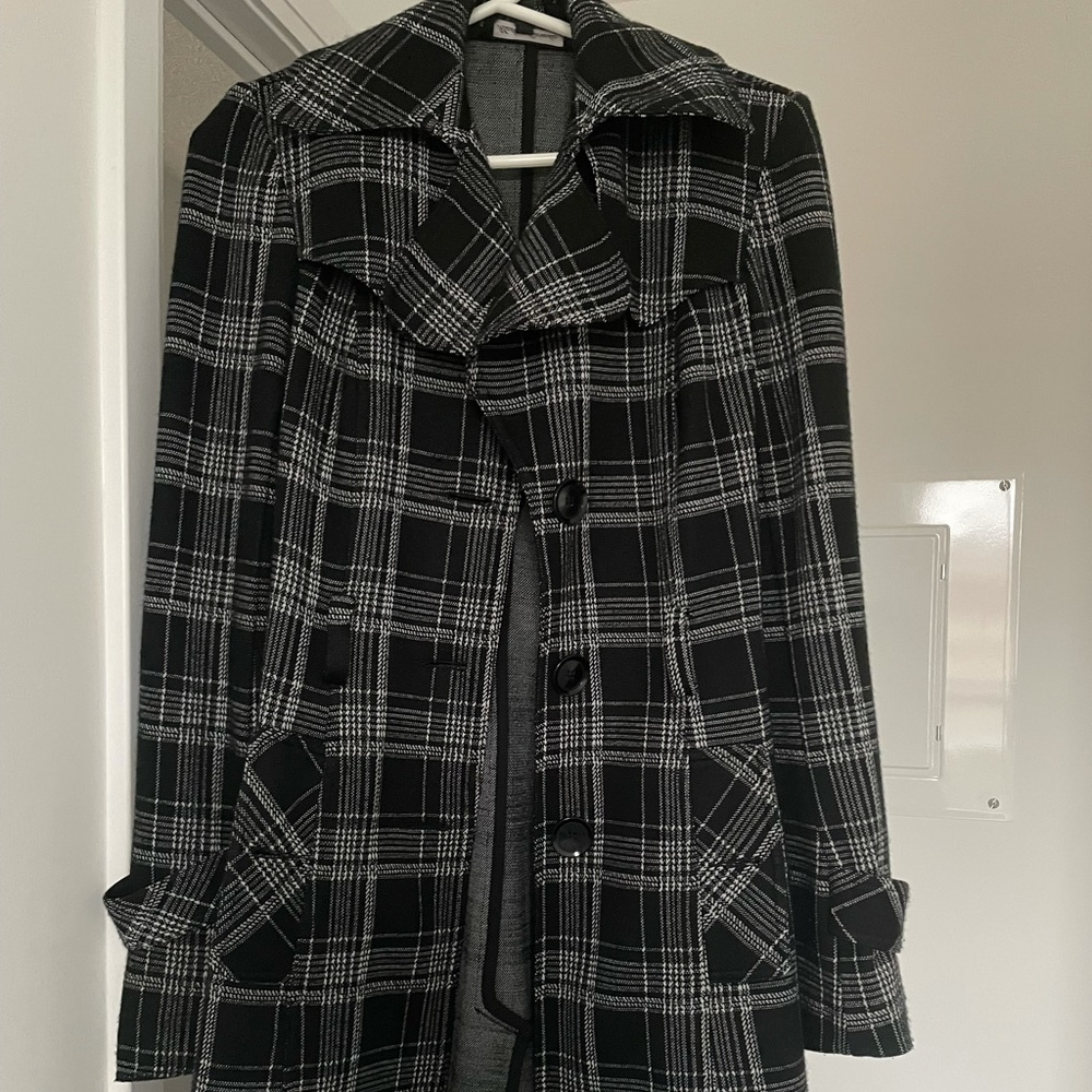 Le Chateau Belted Plaid Coat